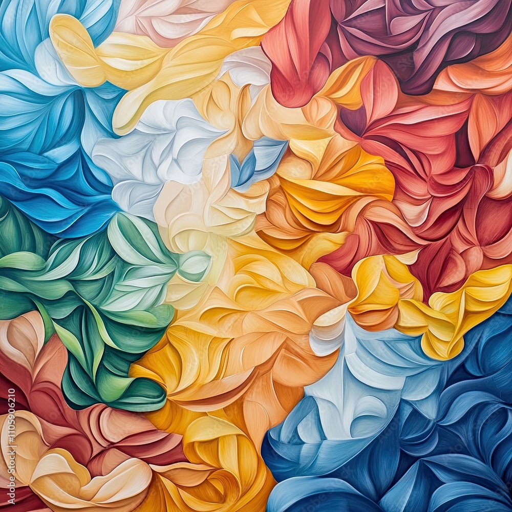 Poster vibrant abstract artwork with colorful swirls and textured layers, showcasing the beauty of flowing 