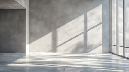 Obraz premium Sunlit Minimalist Room With Concrete Walls And Floor