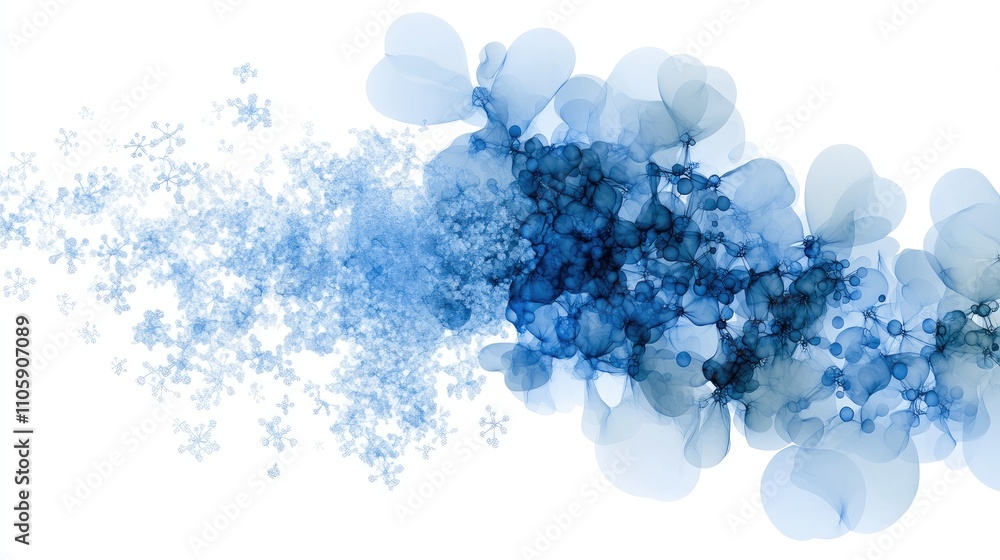 Poster abstract flow of blue shapes creating a soft and ethereal background design for use in creative proj