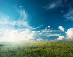 sky in summer with bright turquoise morning.