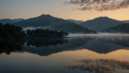 Fototapeta premium Dawn at Lake Mashu, Japan.