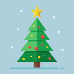 Cartoon Christmas Tree with Star Vector Illustration