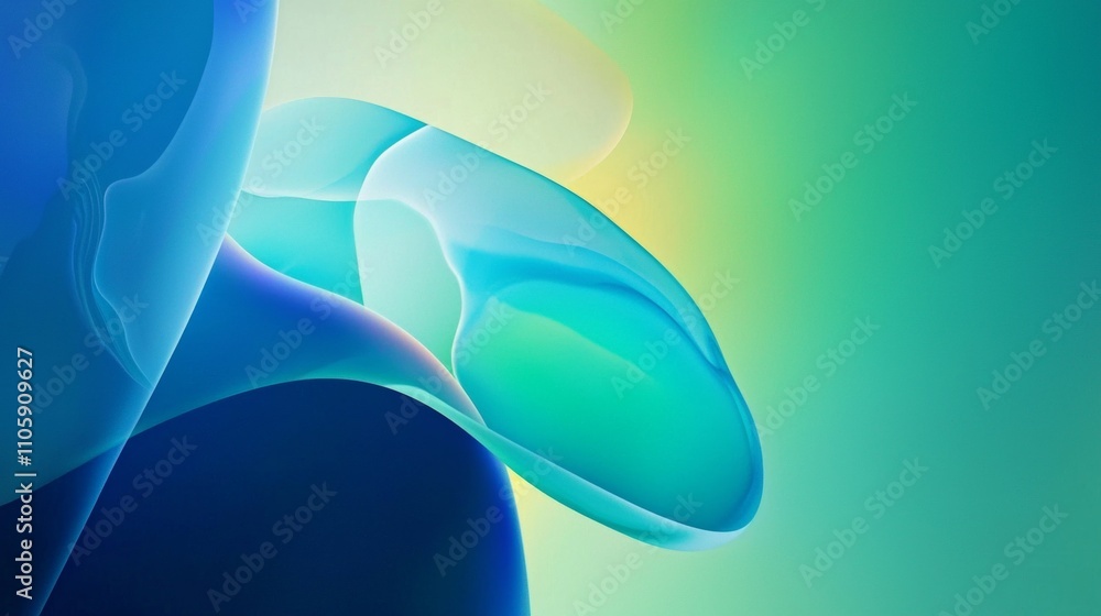 Aufkleber smooth, flowing shapes create an abstract design with a gradient background of blue, green, and yell