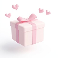 Obraz premium 3d Cute Valentine Gift Box, isolated on white background
