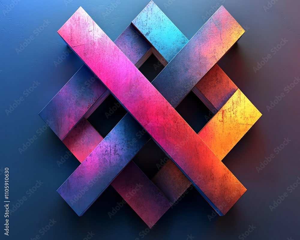 Poster vibrant geometric gradient backdrop with interlocking triangular shapes