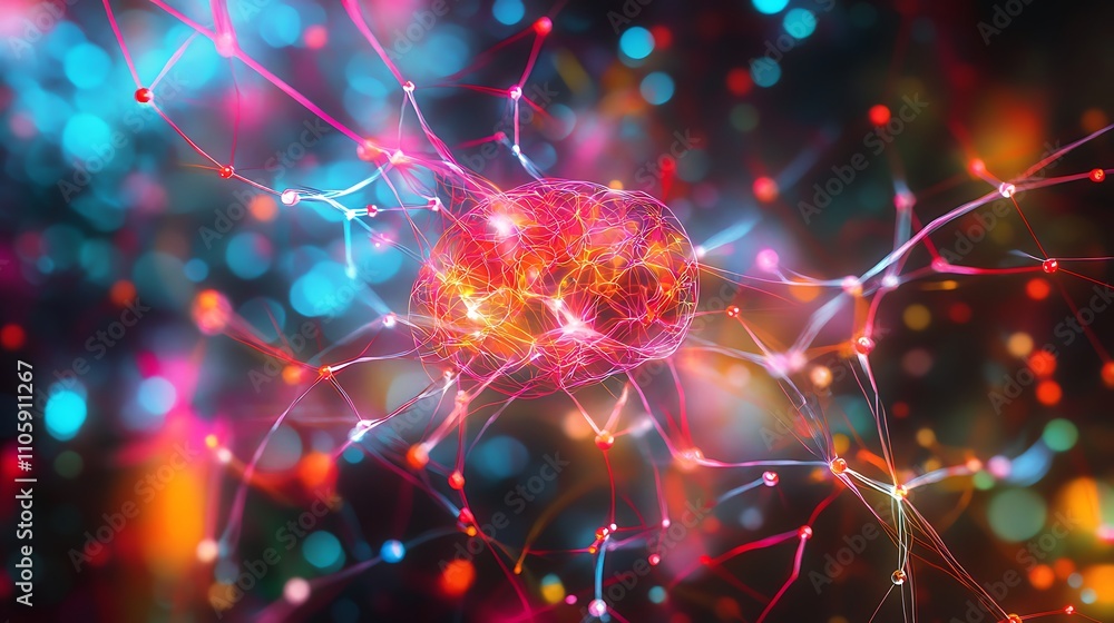 Aufkleber a vibrant multicolored abstract design featuring a network-like structure.