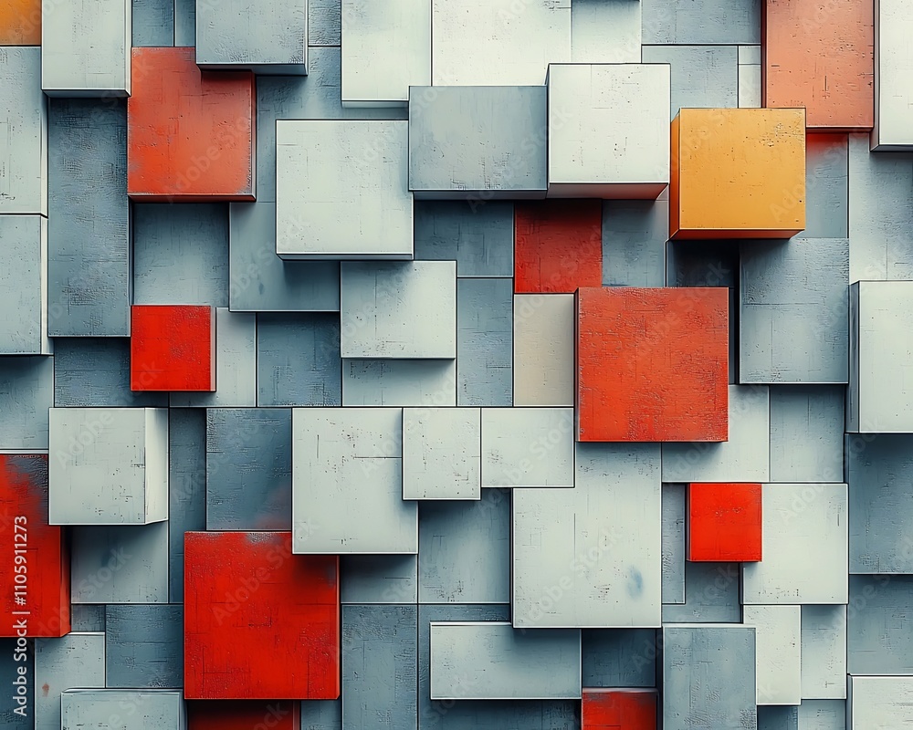 Poster modern abstract geometric background with stacked rectangular shapes in grid formation