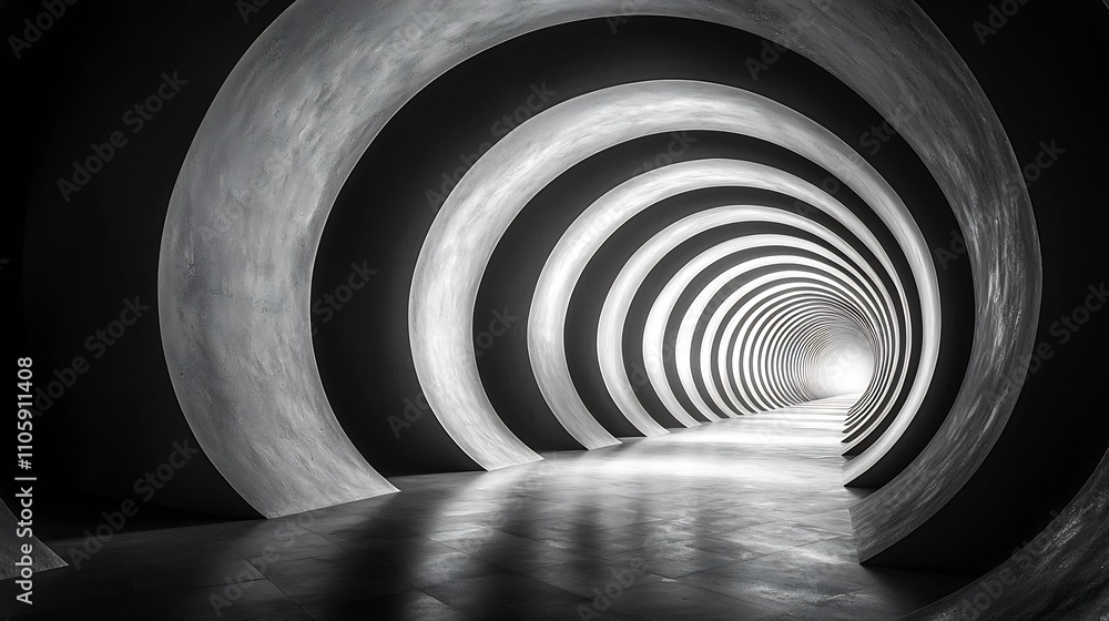 Poster hypnotic geometric tunnel abstract background with layered circular shapes and concentric lines