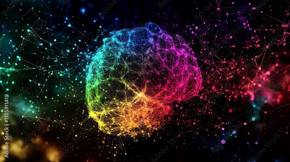 Aufkleber dynamic multicolored network pattern forming a vivid, abstract visual display.