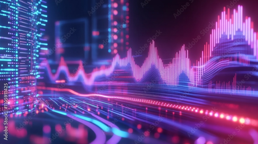 Poster dynamic data visualization representing market trends and analysis