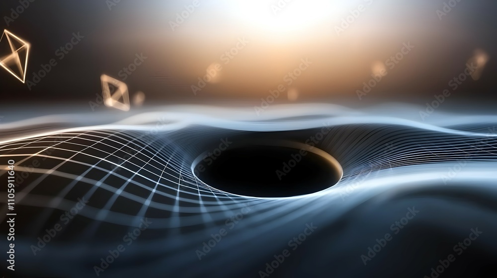 Aufkleber ethereal black hole in digital grid - mesmerizing cosmic patterns and glowing geometric shapes surro