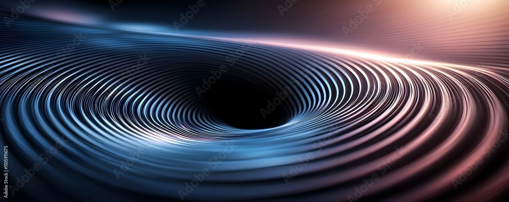 Poster radiant black hole in cyber space - minimalistic digital patterns and geometric waves with multicolo