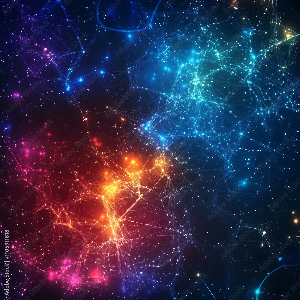 Aufkleber vibrant, colorful abstract network design showcasing dynamic, interconnected patterns.