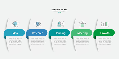Timeline infographic template. 5 Step timeline journey, calendar Flat simple infographics design template. presentation graph. Business concept with 5 options, vector illustration.