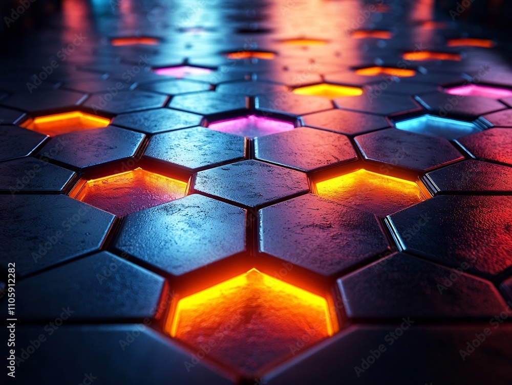 Poster mesmerizing hexagonal backdrop with vibrant 3d perspective and depth