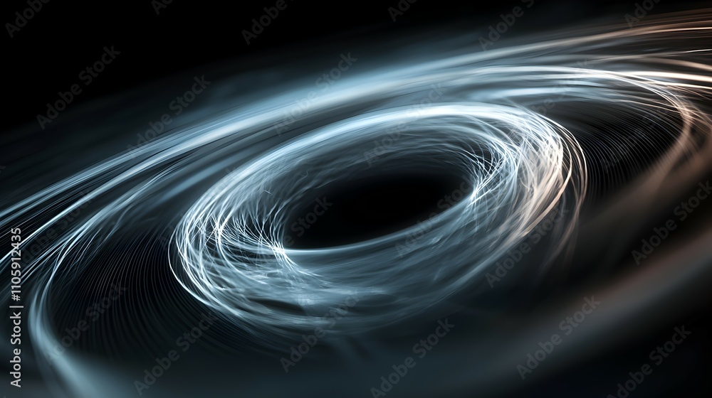 Poster mesmerizing cyber space background - intricate digital black hole with swirling patterns and soft gl