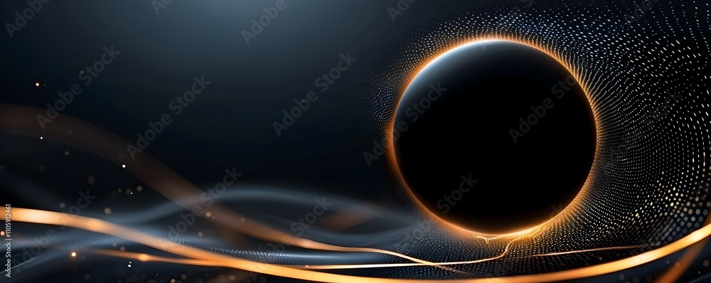 Aufkleber cosmic black hole with digital waves - immersive shimmering space background featuring abstract patt