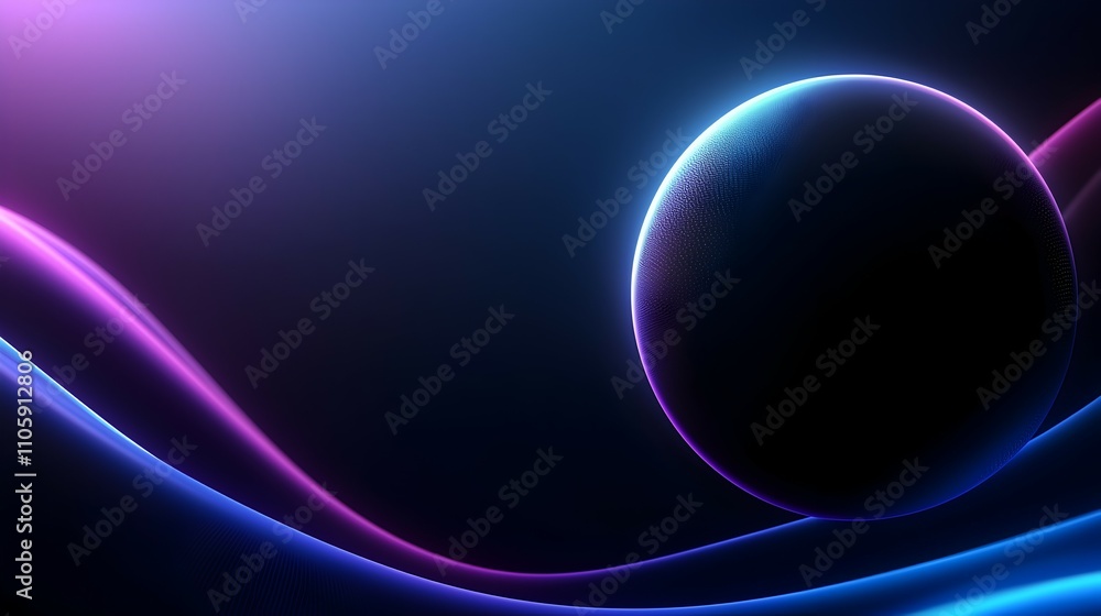 Poster surreal cosmic black hole in neon digital landscape - deep space background with geometric patterns 