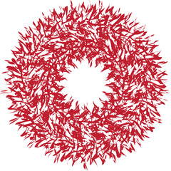 Red flower vector icon. Vibrant floral design. Abstract petal and symmetrical shape for graphic design and websites. Decorative flower for creative project isolated on transparent background.