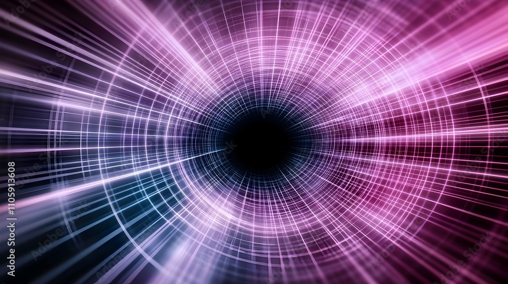 Poster vast cyber space with black hole - luminous geometric patterns and tranquil digital backgrounds for 