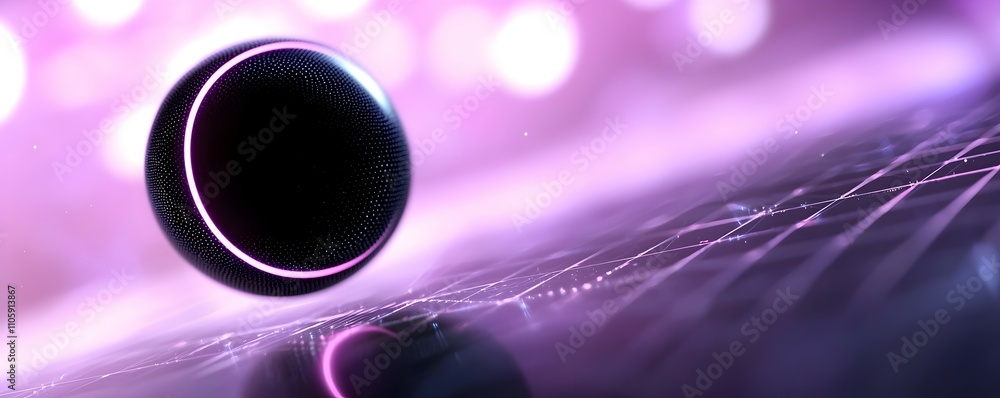 Aufkleber mysterious black hole with neon rings - abstract cyber space background featuring holographic patter