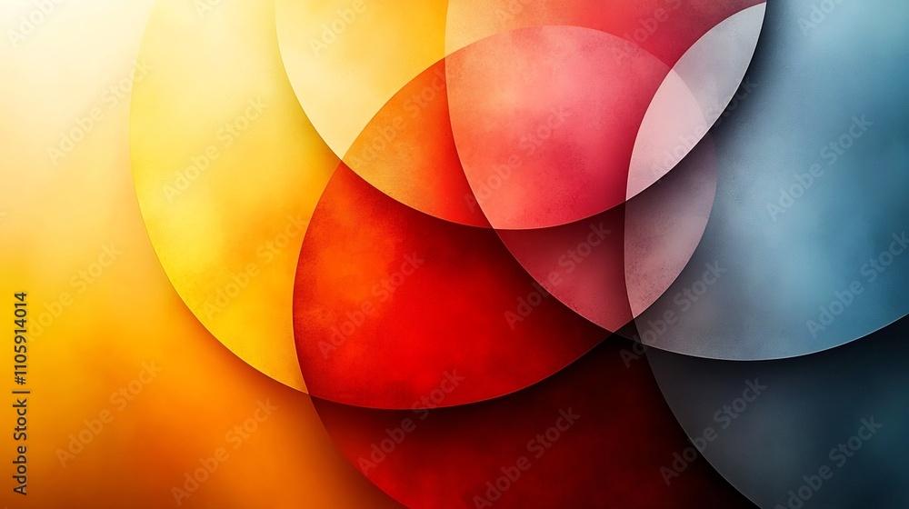 Poster vibrant geometric abstraction with asymmetric shapes and gradient background