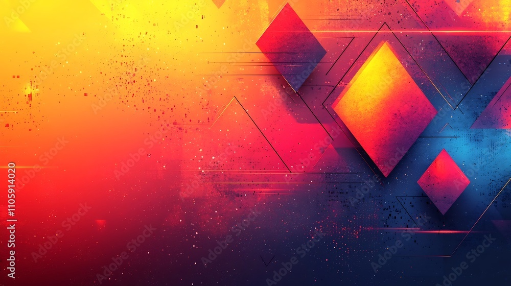 Aufkleber vibrant geometric abstraction with asymmetric gradient background composition
