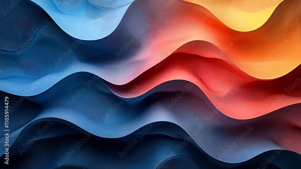 Poster fluid geometric background with flowing lines and curved shapes in pastel tones