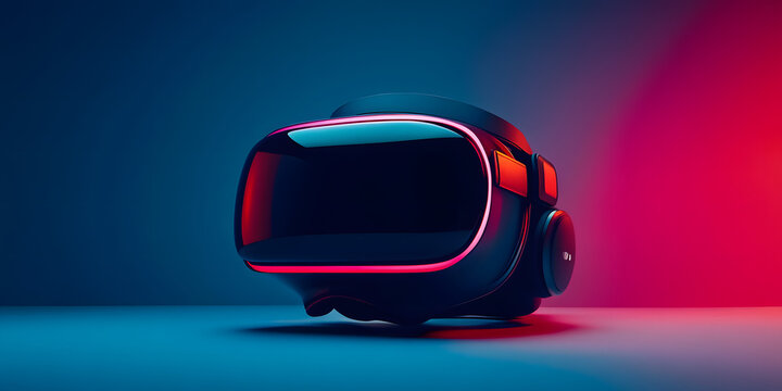 Headset de realidade virtual com elementos brilhantes