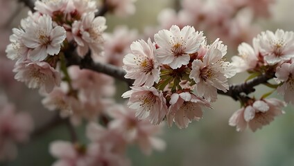 Obraz premium Delicate cherry blossoms in soft hues, creating a romantic mood.