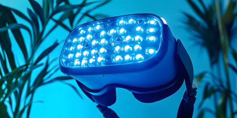 Headset de realidade virtual com luzes brilhantes