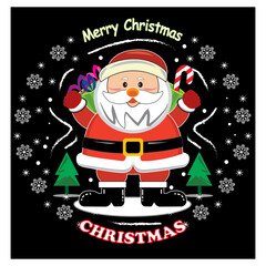 Cute and smiling Santa Claus in Holiday Greeting Design
