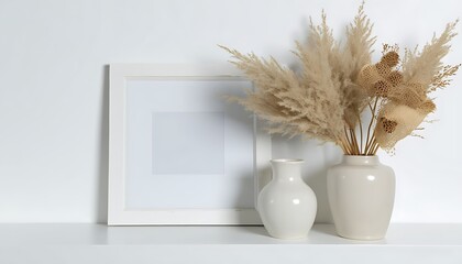 Elegant display of dried flowers in a white ceramic vase