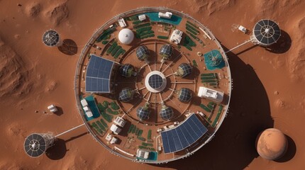 Futuristic Mars Habitat Model with Solar Panels