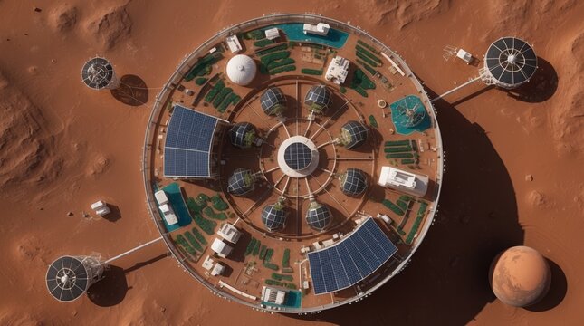 Futuristic Mars Habitat Model with Solar Panels