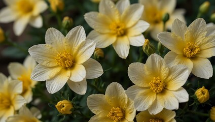 Delicate soft yellow flowers, evoking a sense of tranquility.