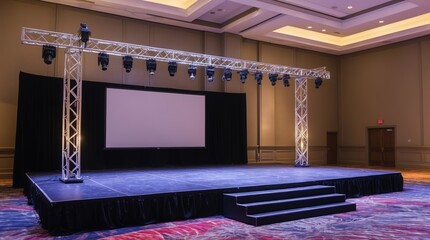 Modern event stage setup for presentations and performances.