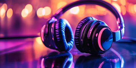 Fones de ouvido sem fio com luzes LED coloridas