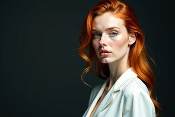 Fototapeta premium Redhead Minimalist Fashion AI Photo - Modern Elegance