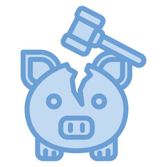 recession icon blue line and blue fill depiction of economic recession