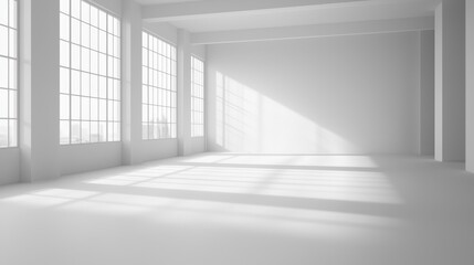 Obraz premium Minimalist White Room Setup with Diffused Natural Lighting