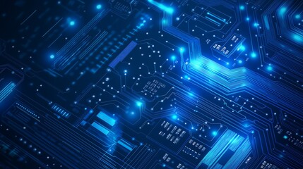 Technology concept blue circuit board with copy space vector illustration, technology background.