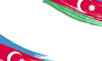 Azerbaijan Flag with Brush Stroke Effect, Grunge brush stroke. Watercolor painting flag.