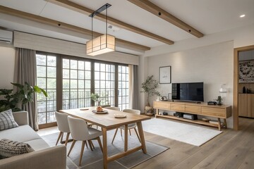 Fototapeta premium modern living room with fireplace