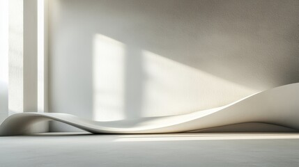 Minimalist Abstract Photo with Smooth White Background and Flowing Curves