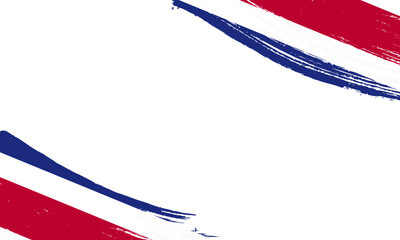 Costa Rica Flag with Brush Stroke Effect, Grunge brush stroke. Watercolor painting flag