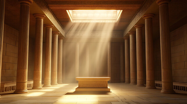 Discover the spiritual essence captured in this illustration of an ancient synagogue.