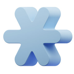 blue cross shape. 3d design icon illustration