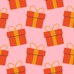 Present box Christmas seamless pattern design for wallpaper, fabric, notebook, greeting card, wrapping paper