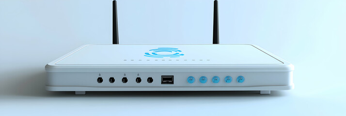 Modern Wireless Router, Sleek White Design, Efficient Connectivity for Home Networks
